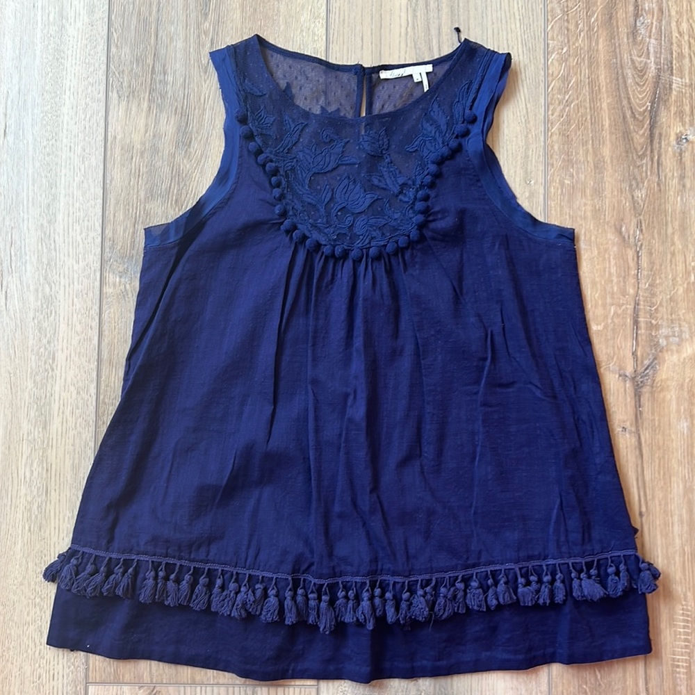 Anthropologie Navy Floreat Bohemian Blouse